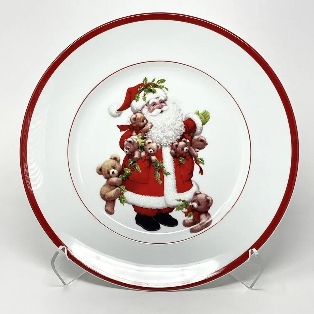 Williams Sonoma Red Brasserie Christmas Santa Chop Plate Platter Charger 12”